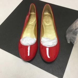 J Crew Salina Red Patent Leather Flats 5-M New